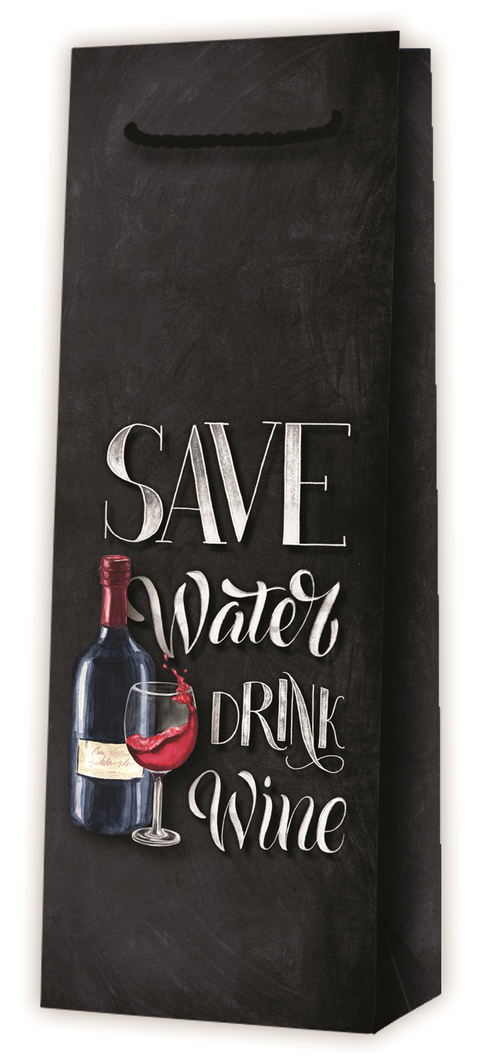 TREVINI Tragetasche SAVE WATER DRINK WINE